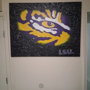 Vibrant Eye of the Tiger Wall Art - Black, Yellow, Purple